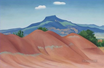  Georgia Painting - Red Hills with Pedernal White Clouds Georgia Okeeffe American modernism Precisionism